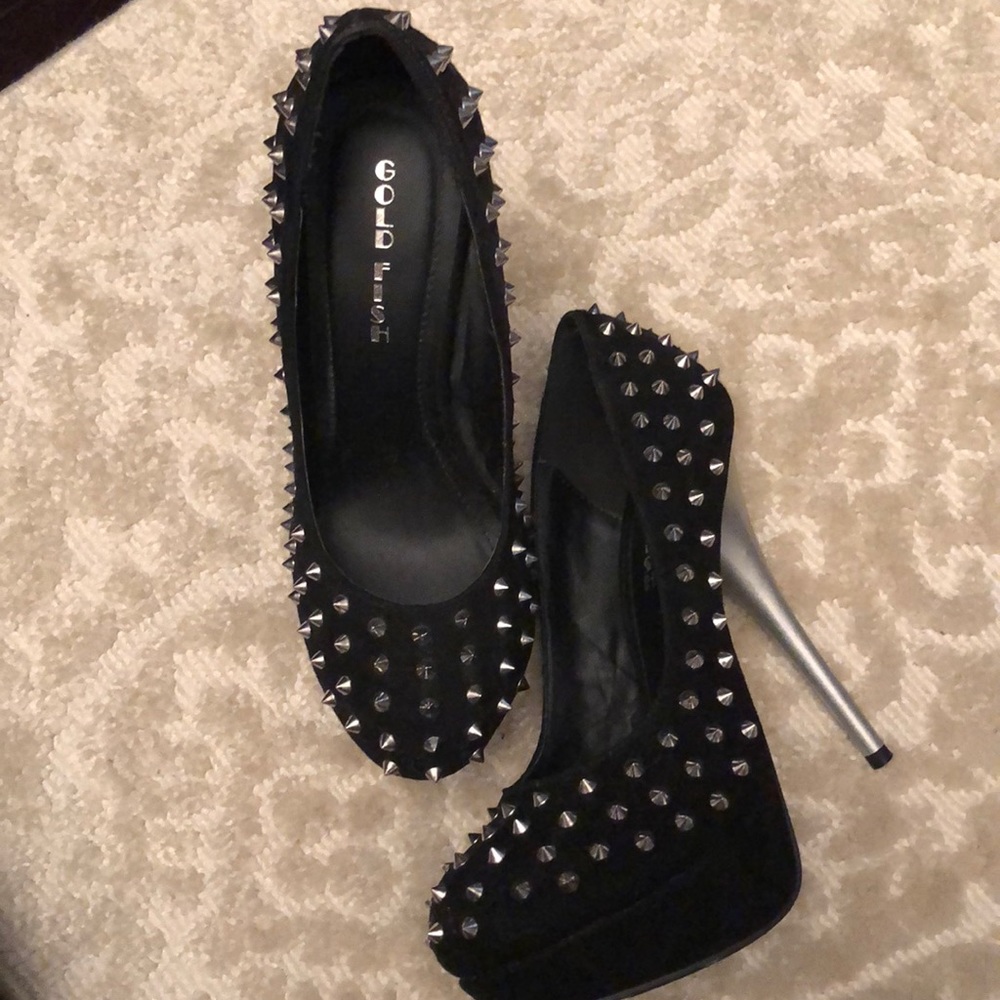 Suede Black Spike Heels